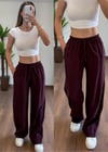 Modal Kumaş Bağlamalı Bordo Pantolon