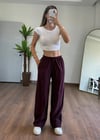 Modal Kumaş Bağlamalı Bordo Pantolon