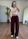 Modal Kumaş Bağlamalı Bordo Pantolon