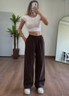 Modal Kumaş Bağlamalı Kahverengi Pantolon