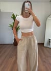 Modal Kumaş Bağlamalı Krem Pantolon