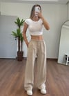Modal Kumaş Bağlamalı Krem Pantolon