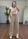 Modal Kumaş Bağlamalı Krem Pantolon