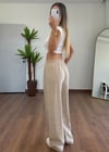 Modal Kumaş Bağlamalı Krem Pantolon