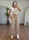 Modal Kumaş Bağlamalı Krem Pantolon
