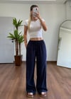 Modal Kumaş Bağlamalı Lacivert Pantolon