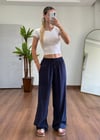 Modal Kumaş Bağlamalı Lacivert Pantolon