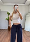 Modal Kumaş Bağlamalı Lacivert Pantolon