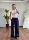 Modal Kumaş Bağlamalı Lacivert Pantolon