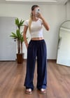 Modal Kumaş Bağlamalı Lacivert Pantolon