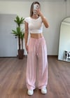 Modal Kumaş Bağlamalı Pembe Pantolon