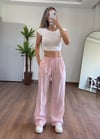 Modal Kumaş Bağlamalı Pembe Pantolon