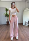 Modal Kumaş Bağlamalı Pembe Pantolon
