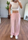Modal Kumaş Bağlamalı Pembe Pantolon
