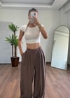 Modal Kumaş Kahverengi Palazzo Pantolon