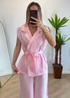 Modal Pembe Yelek Bel Lastik Pantolon