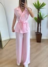 Modal Pembe Yelek Bel Lastik Pantolon