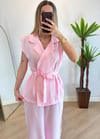 Modal Pembe Yelek Bel Lastik Pantolon