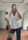 Nali Kısa Kol Beyaz Trençkot