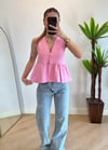 Nora Pembe Tek Düğme Gömlek