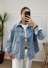 Pale Mavi Oversize Kot Ceket