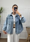 Pale Mavi Oversize Kot Ceket