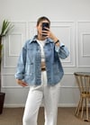 Pale Mavi Oversize Kot Ceket