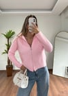 Pembe Çift Fermuar Hırka