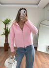 Pembe Çift Fermuar Hırka