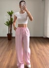 Pera Desenli Pembe Bağlamalı Pantolon