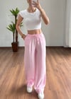 Pera Desenli Pembe Bağlamalı Pantolon