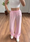 Pera Desenli Pembe Bağlamalı Pantolon