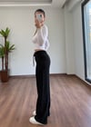 Pera Desenli Siyah Bağlamalı Pantolon