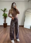 Perla Kahverengi Taşlı Jean