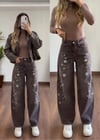 Perla Kahverengi Taşlı Jean