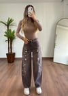 Perla Kahverengi Taşlı Jean