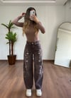 Perla Kahverengi Taşlı Jean
