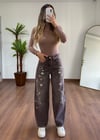 Perla Kahverengi Taşlı Jean
