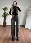 Perla Siyah Taşlı Jean