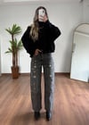 Perla Siyah Taşlı Jean