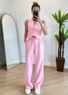 Roza Pembe Yelek Takım
