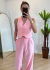 Roza Pembe Yelek Takım