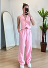 Roza Pembe Yelek Takım