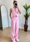 Roza Pembe Yelek Takım