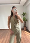 Sara Yeşil Bluz Detay Takım