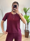 Sarah Bordo Kısa Kol Eşofman Takım