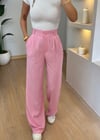 Shine Pembe Keten Pantolon