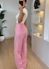 Shine Pembe Keten Pantolon