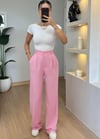 Shine Pembe Keten Pantolon