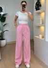 Shine Pembe Keten Pantolon